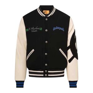 Stylish Black and Cream Varsity Jacket
